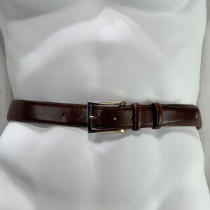 TRAFALGAR Easton Mens Brown Hand Polished Cortina Leather Belt  Silver Buckle 42
